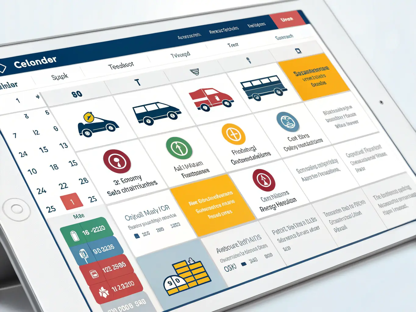 An image depicting a well-organized maintenance schedule on a digital dashboard, illustrating how Geoflot's asset maintenance management tool helps prevent downtime.